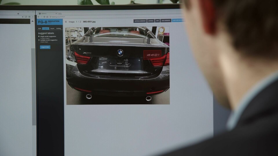 One example of the application of AI is ensuring the correct model designation badge such as 330i, 530e, X5, etc. has been placed on the right car Bounding box on badge