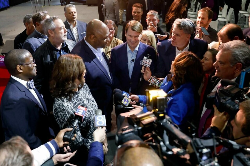 Jim Farley, president and CEO, Ford announced the Blue Oval Battery Park in Marshall in February this year Ford Battery Farley Scrum