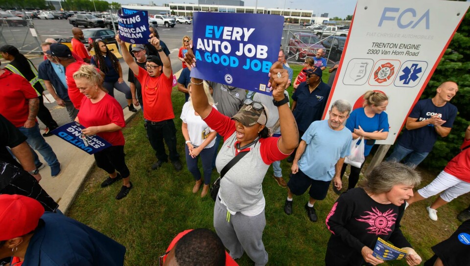 UAW members rally at Stellantis Trenton Engine plant on September 7 2023 Workers chant together during a UAW rally at the Stellantis Trenton Engine plant in Trenton, September 7, 2023.