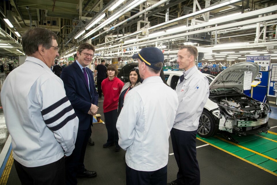 Greg Clark, then UK government secretary of state for business, meets with Toyota employees at Burnaston by the new Corolla line during last year’s launch event Toyota Corolla Line