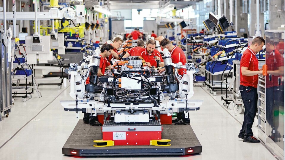 Flexible electric vehicle productionPorsche is building electric vehicles in Zuffenhausen (pictured) and gearing up for electric Macan production in Leipzig. It is currently producing electric vehicles in the same factories and lines as combustion-engine vehicles Porsche Taycan production