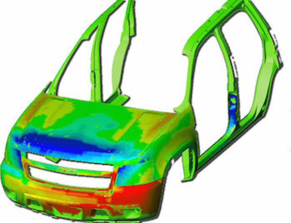 Vision of the future Comau and Hexagon’s system offers a reproduction of an object with a point cloud of different colours that indicates the non conformity area