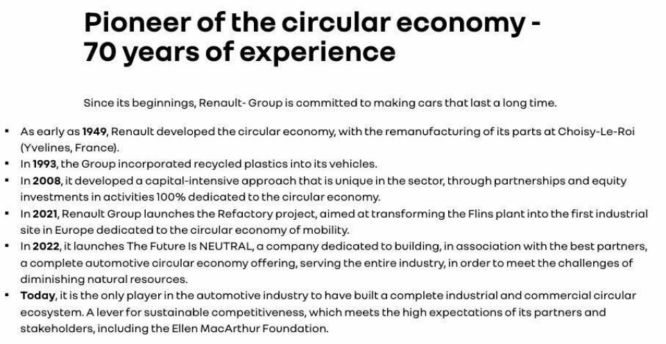 Renault’s commitment to circular economy and sustsinable production Renault's commitment to circular economy and sustsinable production