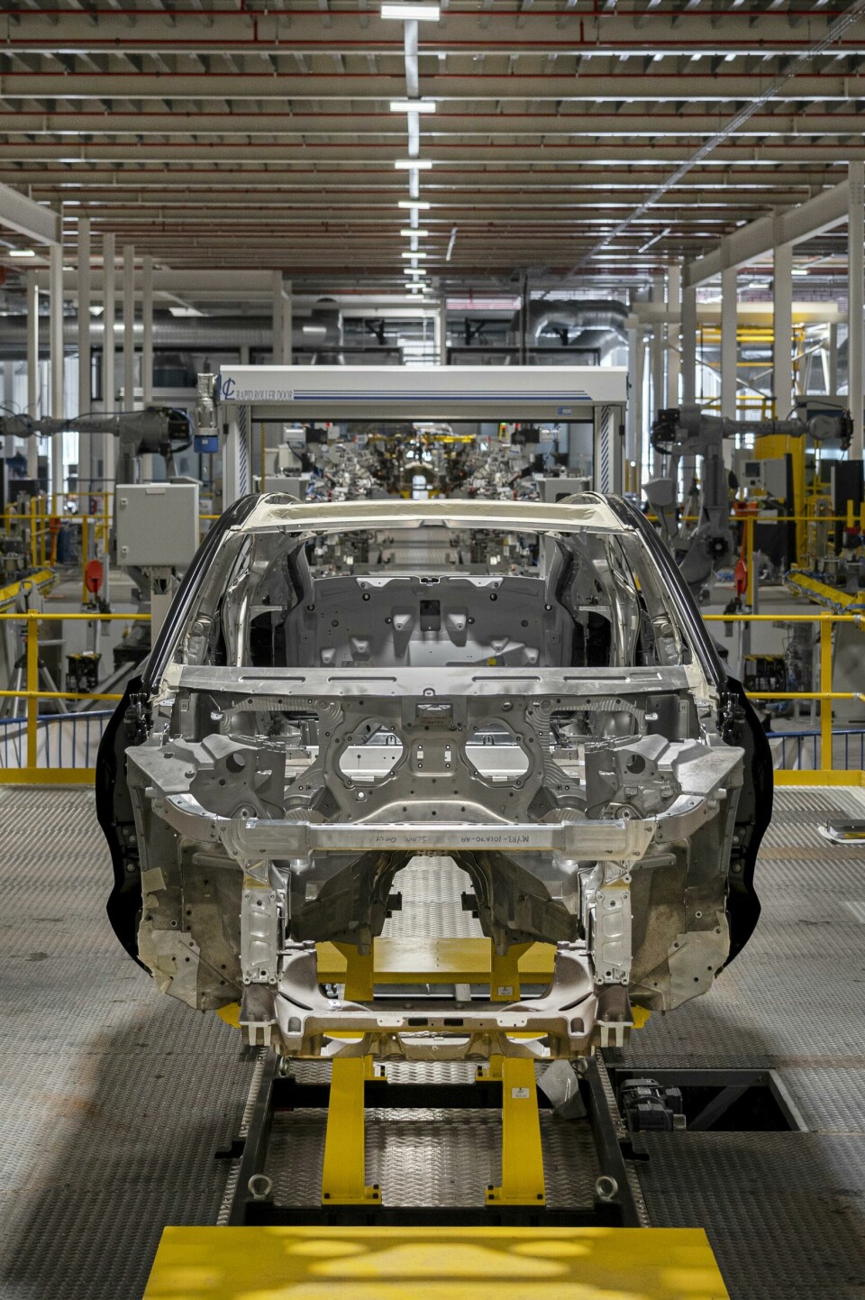 The bonded aluminium chassis for the DBX has to be oven cured DBX body shell at St Athan