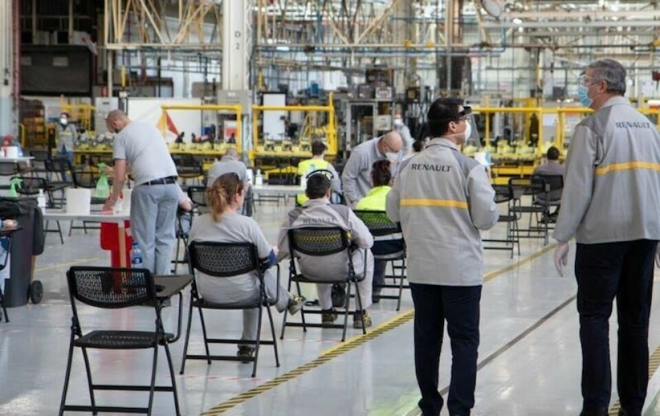 Renault Group executive vice-president for manufacturing, Jose Vicente de los Mozos visits the Vallodolid plant as it makes a gradual restart under new health protection measures Renault EVP De Los Mozos visits Vallodolid
