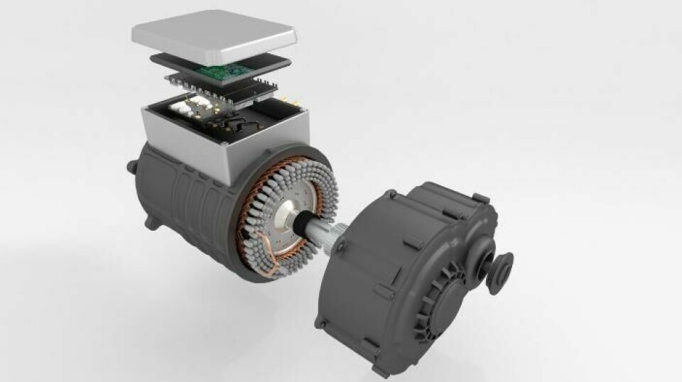 E-motor render that showcases uses of Sumitomo Bakelite materials, such as hairpin winding insulation Sumitomo e-motor materials