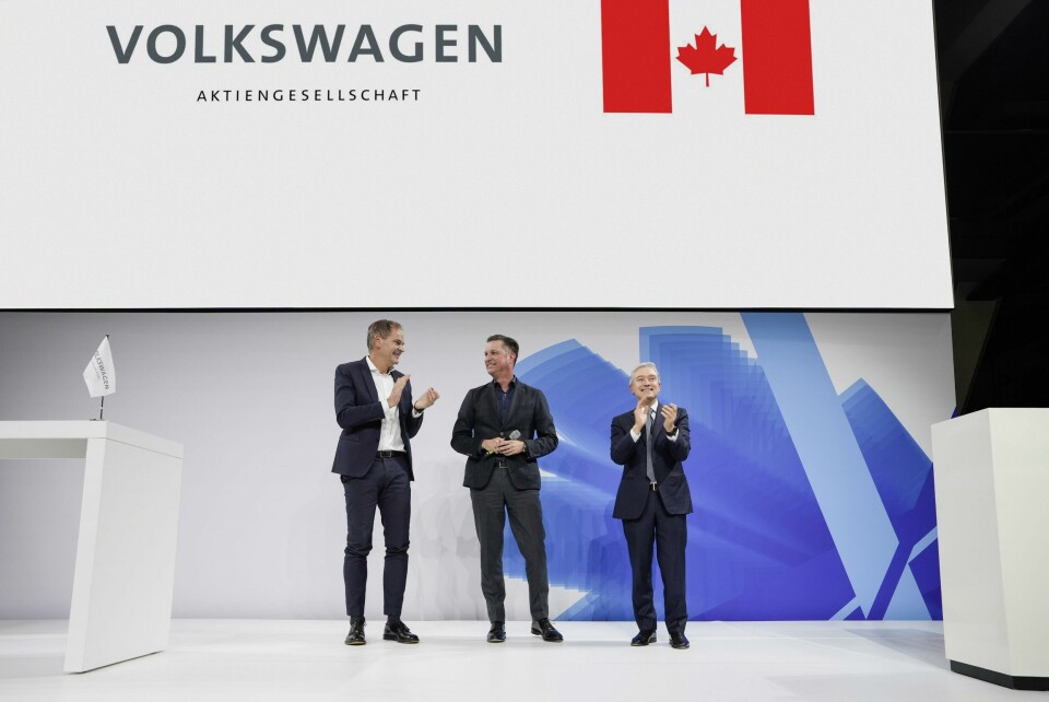 From left: Oliver Blume, CEO Volkswagen Group; Thomas Schmall, Group Board Member Technology; Hon. François-Philippe Champagne, Canada’s Minister of Innovation, Science and Industry Volkswagen Group