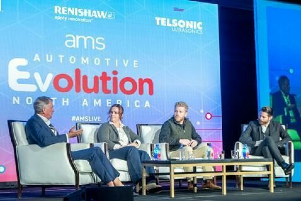 The expert panel told delegates how they are implementing digital technologies to increase battery cell production (Left to right: Lars Carlstrom, Abby Chitwood, Greg Ruscak) ams evolution