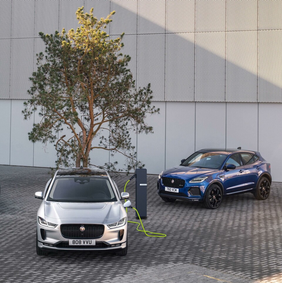 Magna produces the Jaguar I-Pace EV (left) and E-Pace (right) petrol, diesel and hybrid models side-by-side Jag i-Pace and e-Pace