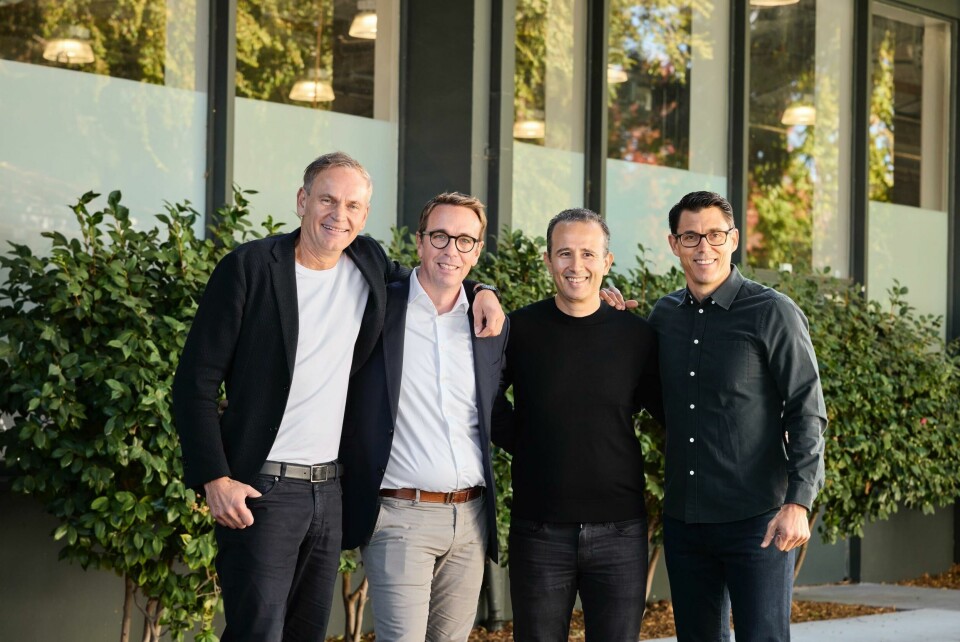 .l.t.r. Oliver Blume, CEO Volkswagen Group, Carsten Helbing, designated future co-CEO of the joint venture, Wassym Bensaid, co-CEO of the joint venture, RJ Scaringe, Founder and CEO of Rivian. VW-Rivian JV