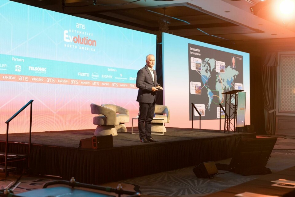 Chris Glover speaking at AMS Evolution North America 24 Chris Glover speaking at AMS EVO 24