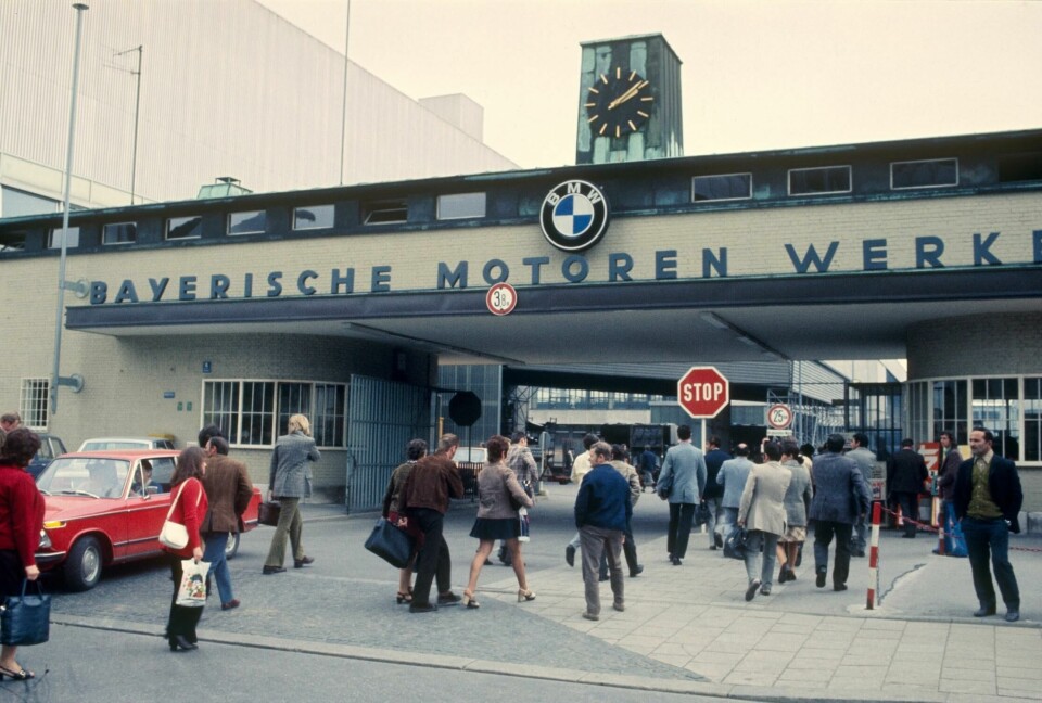 A BMW Plant Munich shift change in the 1960s, when the original Neue Klasse was produced BMW Plant Munich shift change 1960s