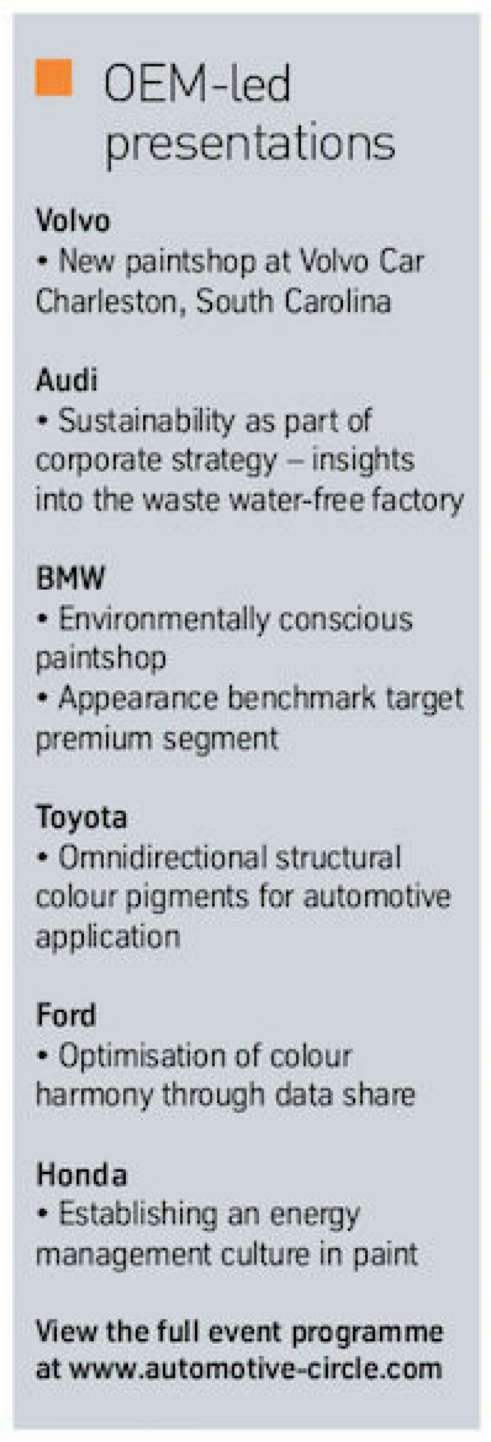 Widening the circle Automotive Circle OEM sessions