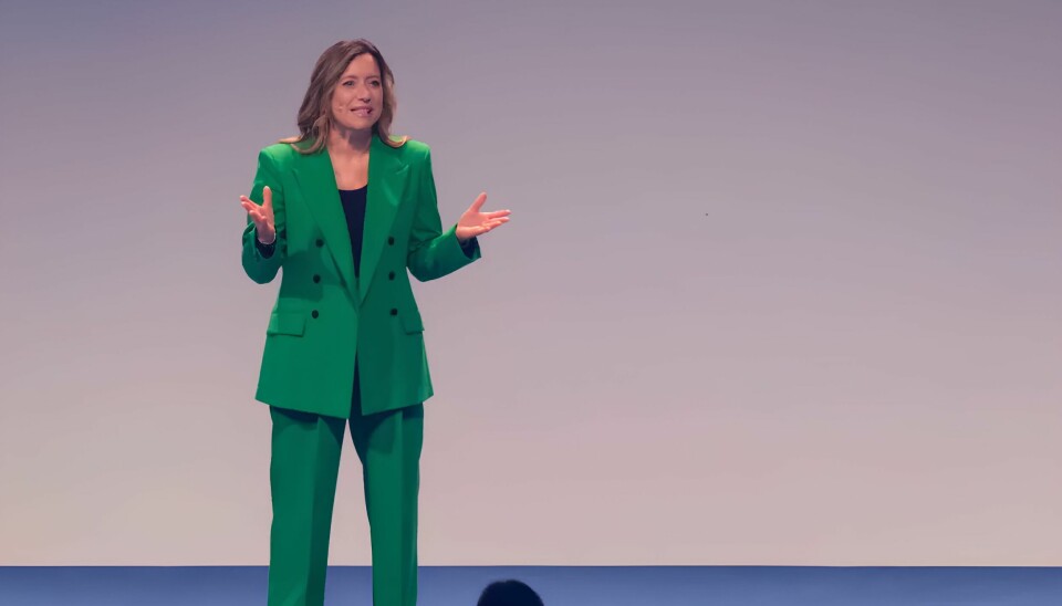 Sabine Scheunert speaking at a Dassault Systèmes event in Munich.